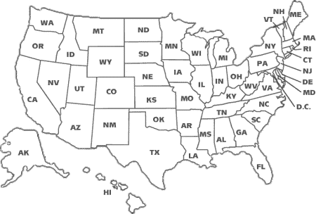 Click the Letters representing each State in the map.