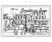 Louisiana State Stamp coloring page