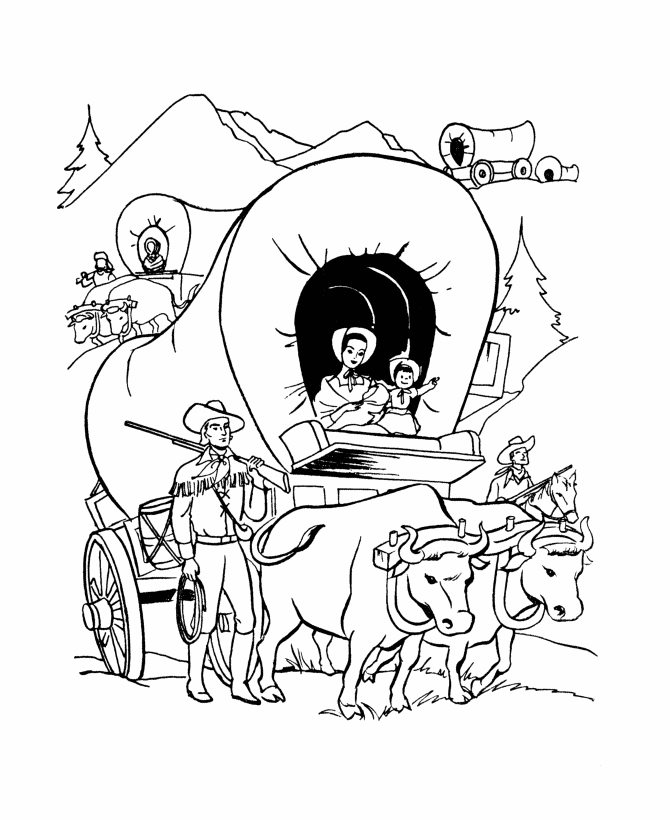 western wagon coloring pages