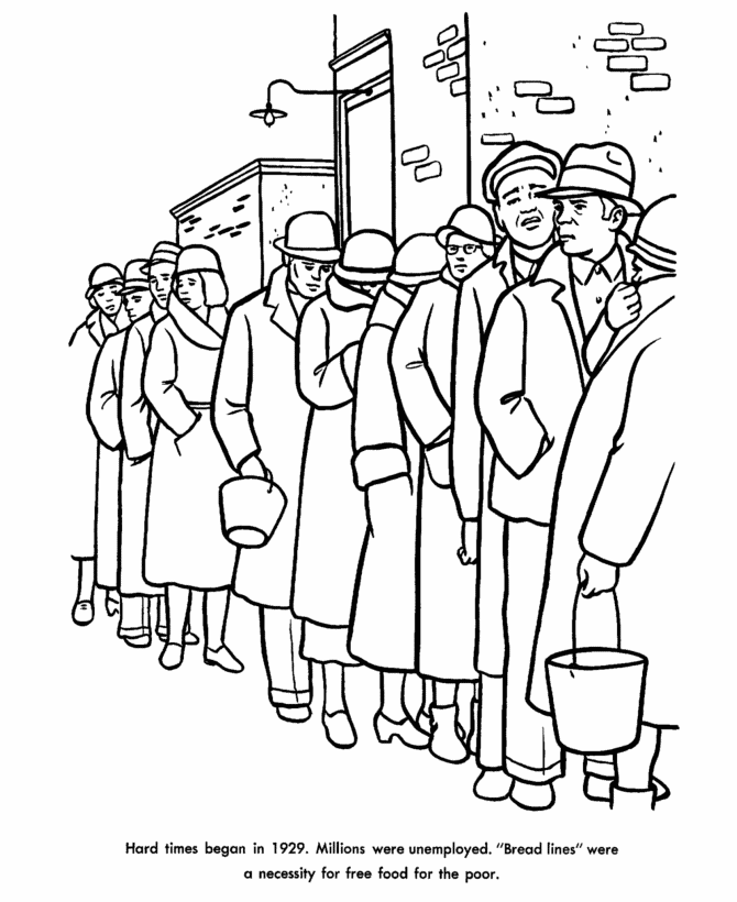 USAPrintables The Great Depression coloring sheet American History
