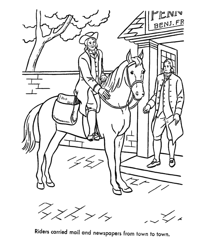 USA-Printables: Early American Occupations Coloring Pages - letter