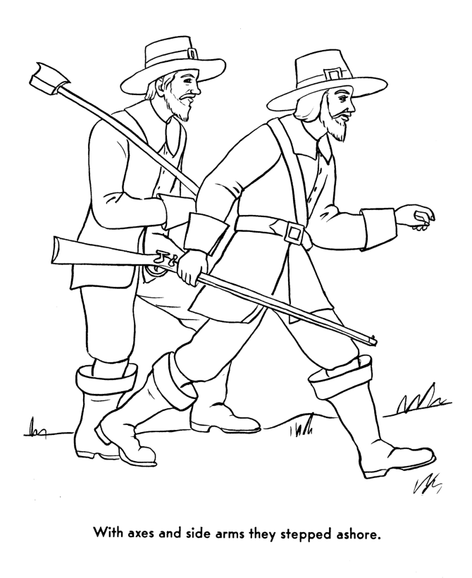 The Pilgrims Coloring pages: Pilgrims needed wood and food coloring
