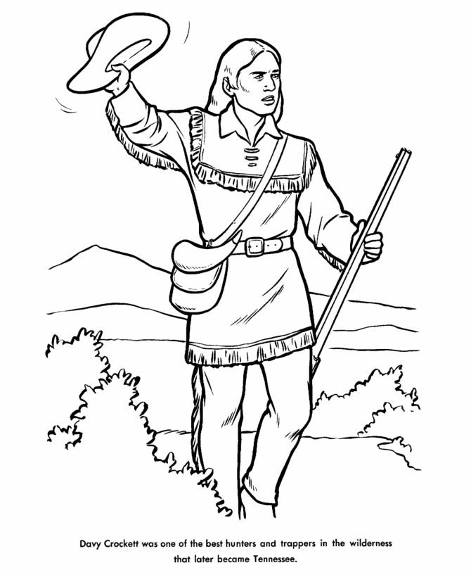 USAPrintables Davy Crocket Coloring Pages Famous