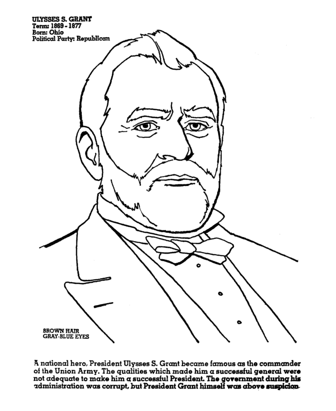 USAPrintables President Ulysses S. Grant 18th President of the