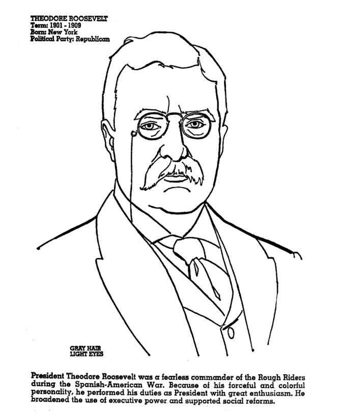 USA-Printables: President Theodore Roosevelt - Republican President of